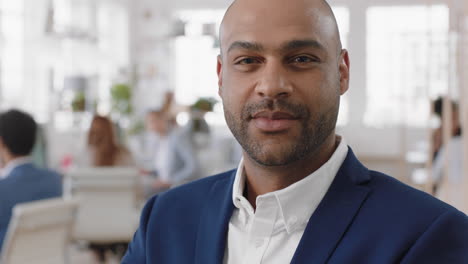 portrait confident businessman smiling happy entrepreneur enjoying successful startup company proud manager in office workspace