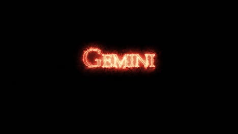 gemini astrological sign written with fire. loop