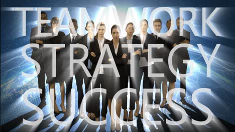 equipo de empresarios de pie con los brazos cruzados