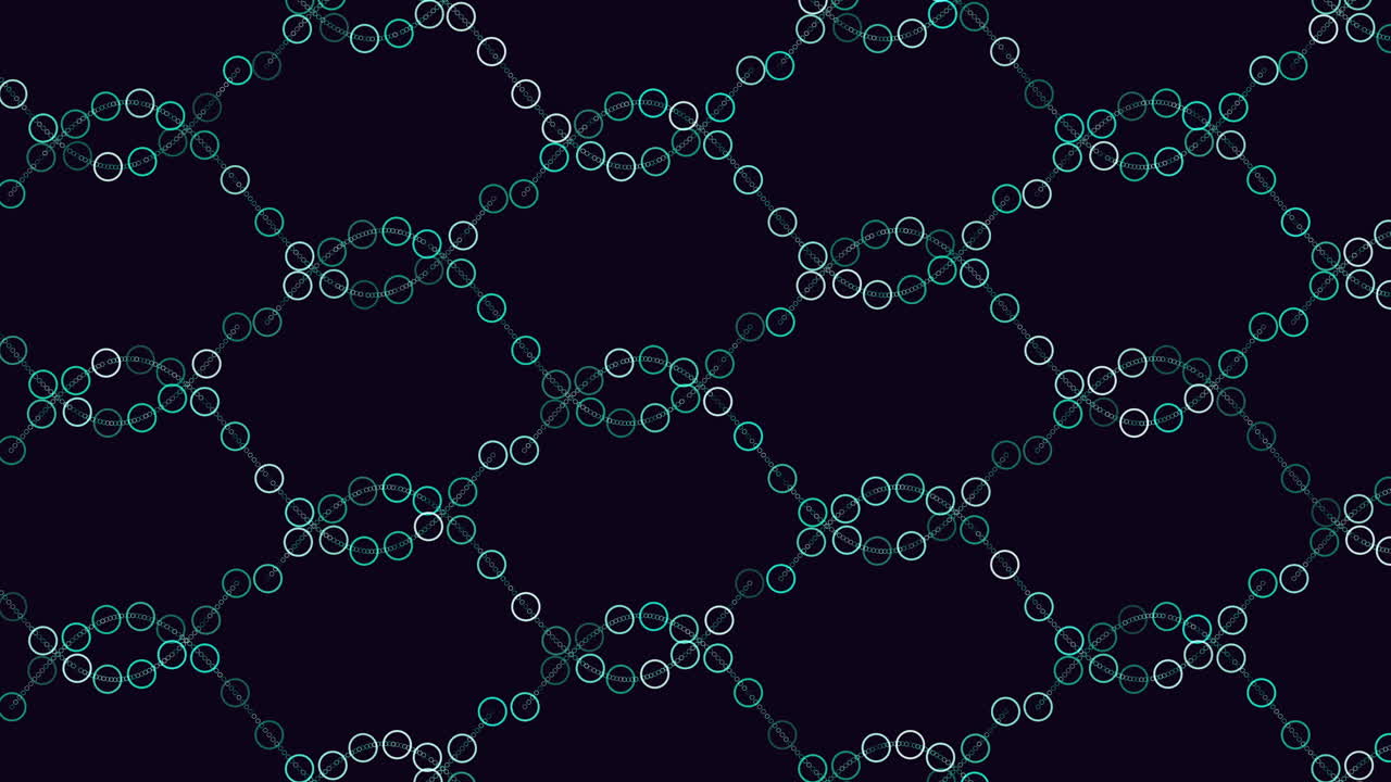 Neon futuristic rings and waves pattern on dark space