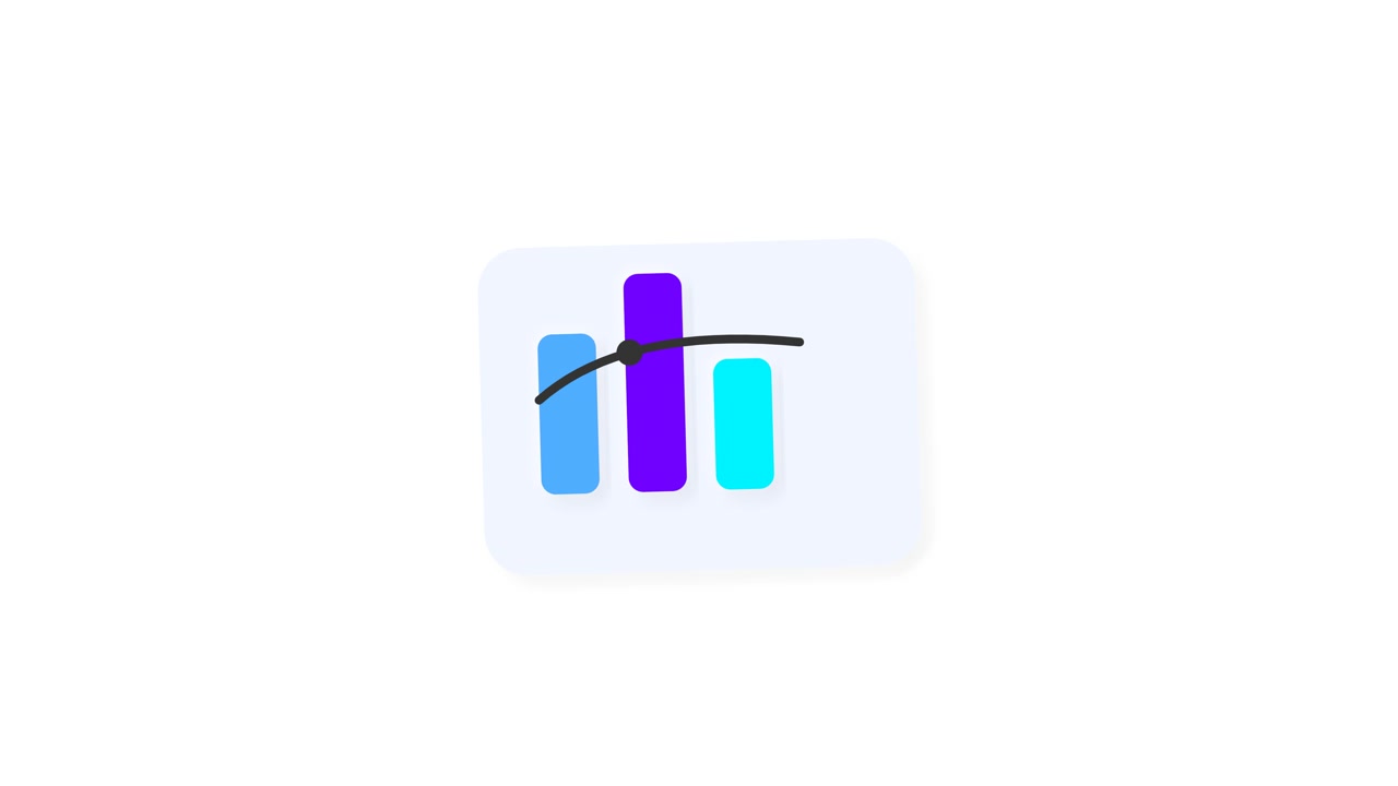 Grafico a barre animato con linea di tendenza che appare su sfondo bianco