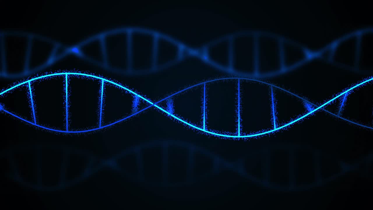 animación de cadenas de adn sobre un fondo negro