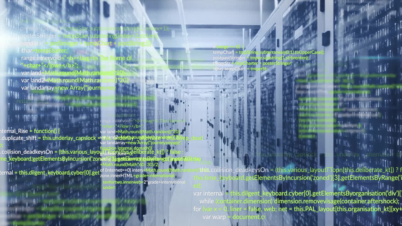 Animation of data processing over server room