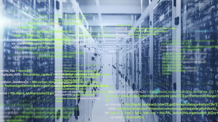 Animation of data processing over server room