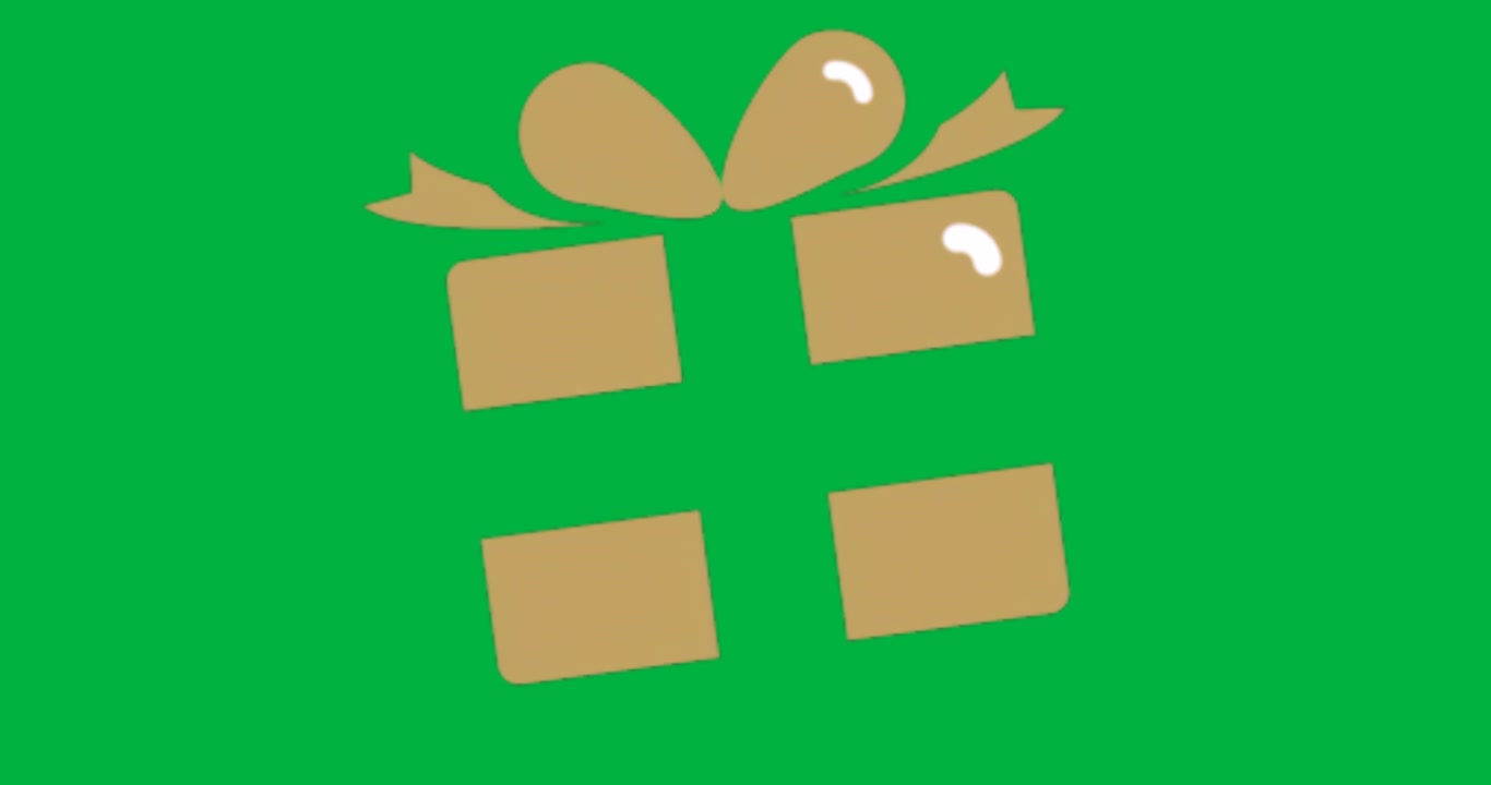 Cartoon-like golden gift box icon skewing, showcasing marketing theme on transparent background