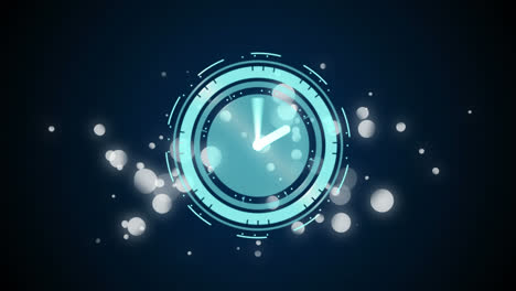 animation of clock and light spots on black background