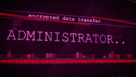 animation of administrator text over data processing