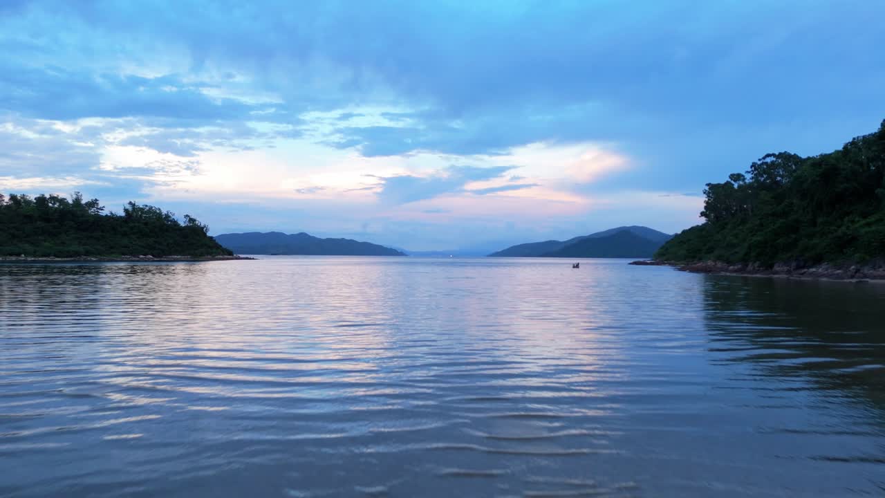 Drone shot a gulf and two islands in Wu Kai Sha, Hong Kong