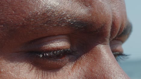 forehead eyes and nose of a black man in close up