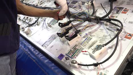 cutting plastic belt in factory