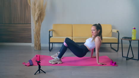 woman doing a home workout routine