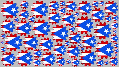 puerto rican flag gears spinning background