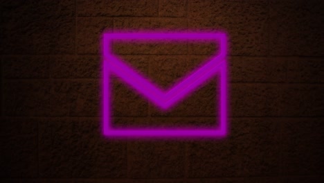 envelope neon sign on brick wall 4k