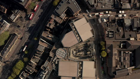 top down aerial shot over angel centre shopping mall