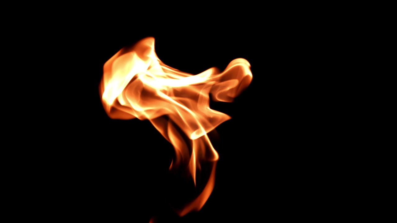 Dynamic Orange Fire Flames Burning on Black Background