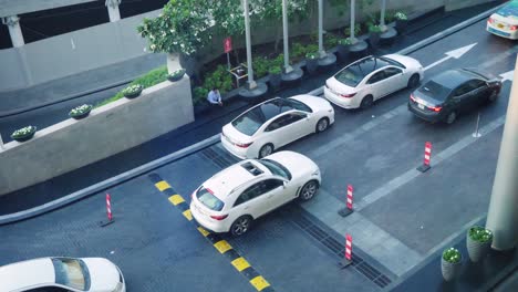 parking lot at a modern hotel