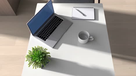 overhead view of a modern desk setup