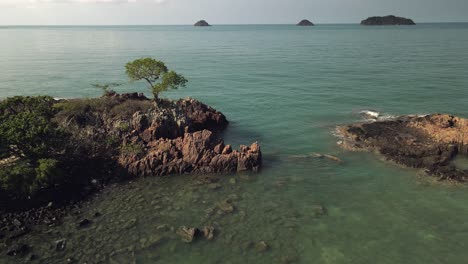 aerial birds eye view of a cluster of small islands in the gulf of thailand