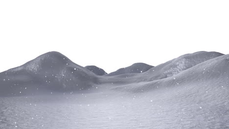animation of snow falling over winter land scape