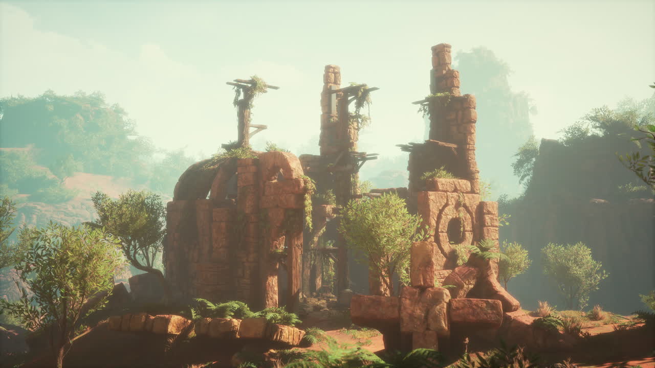 antiguas ruinas en una exuberante jungla