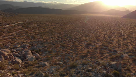 Aerial-Dolly-Forward-of-Desert-Valley-in-Anza-Borrego-State-Park-During-Sunset