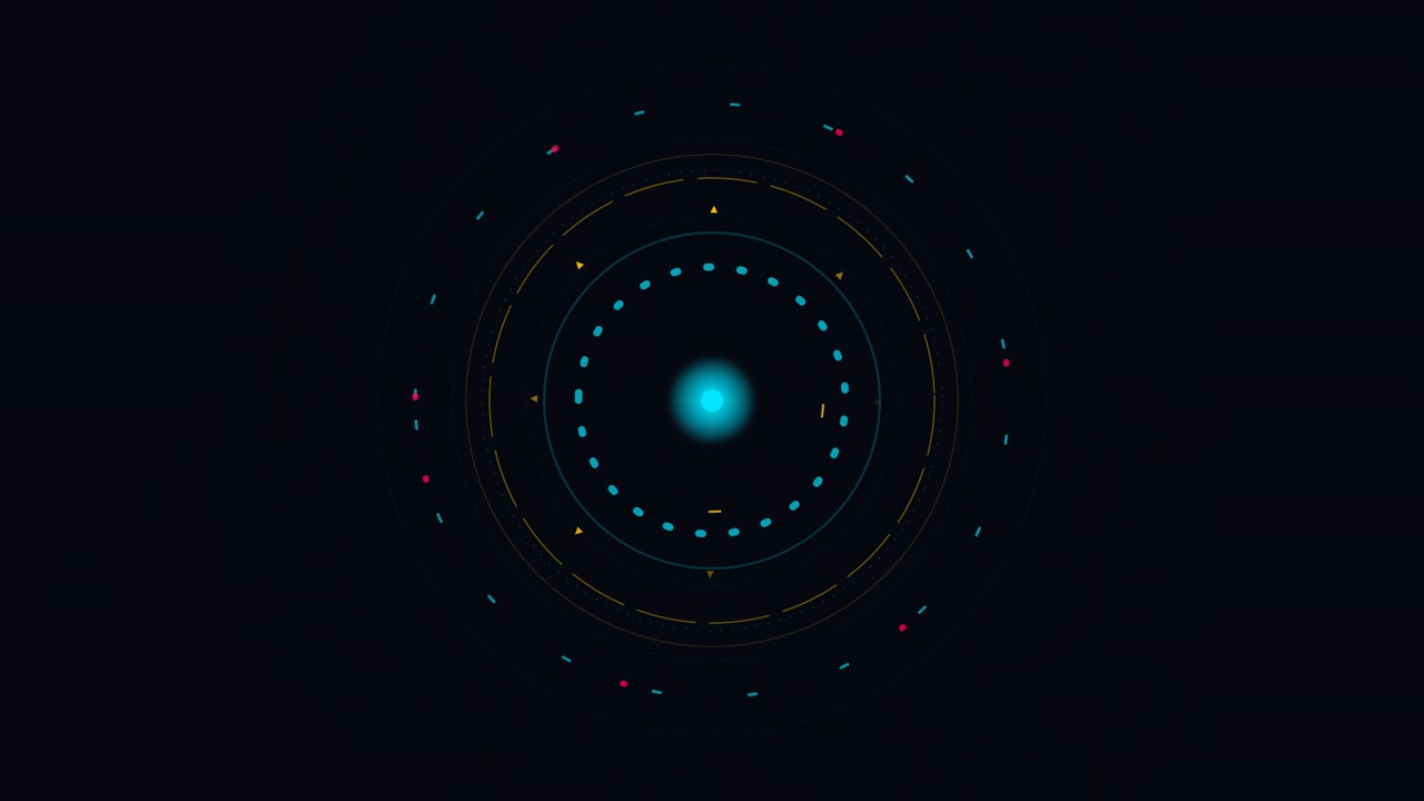 Abstract Digital HUD Interface with Rotating Circular Elements