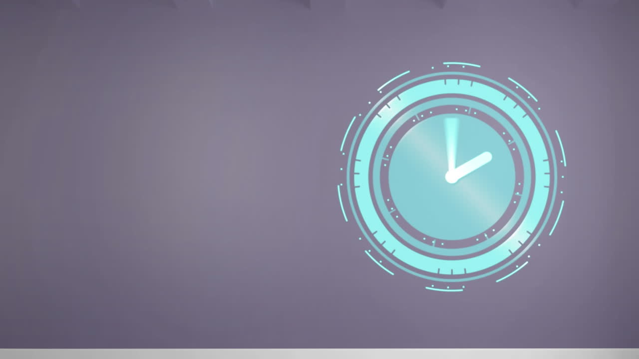 Animation of clock moving fast with copy space on grey background
