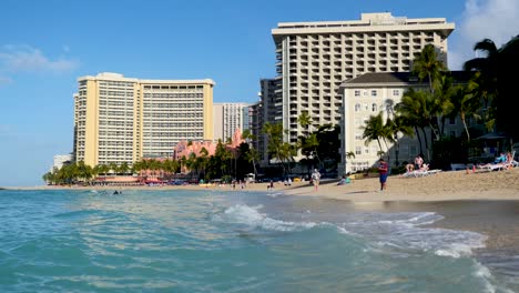 hotel buildings in waikiki beach in hawaii-4k