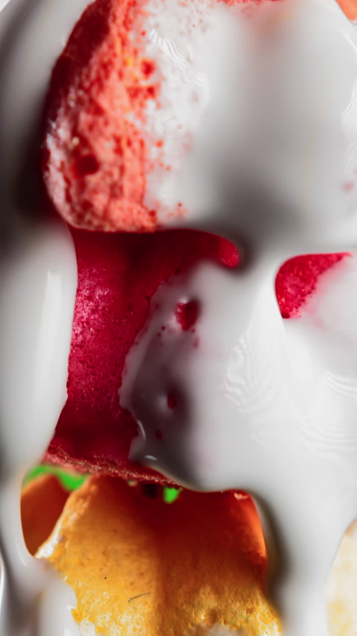 crema batida derretida y malvaviscos o papas fritas