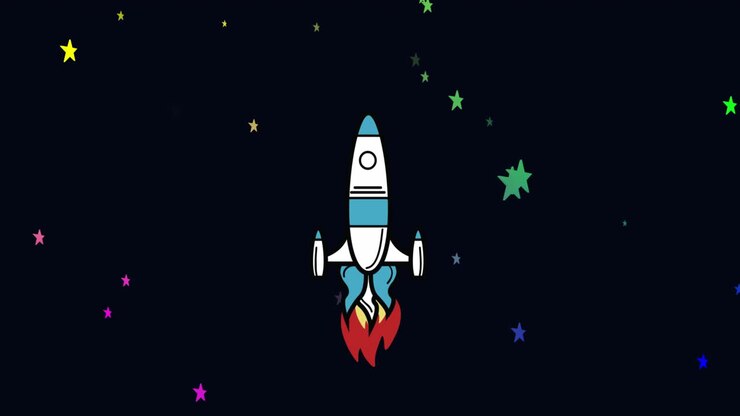 Rocket icon against black background