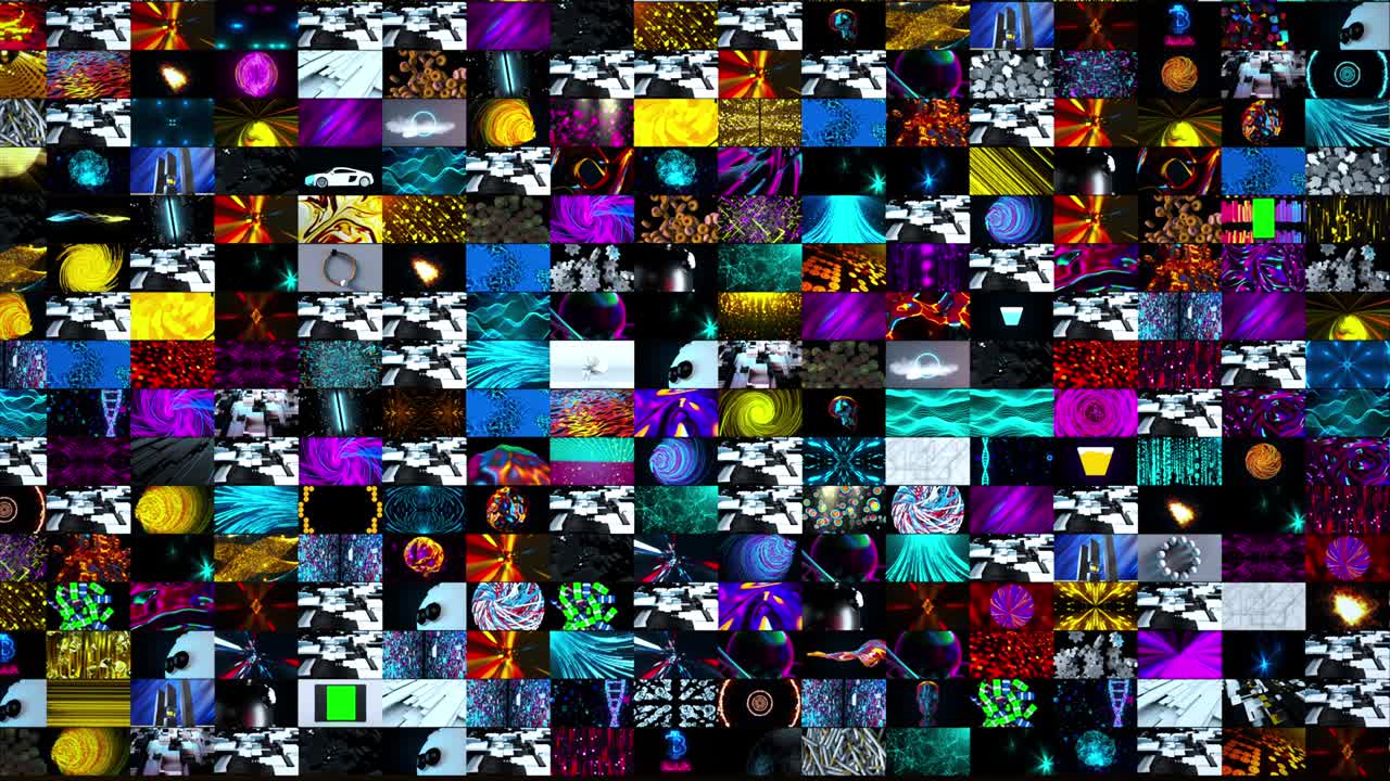 Numerous pictures with geometric shapes abstract background