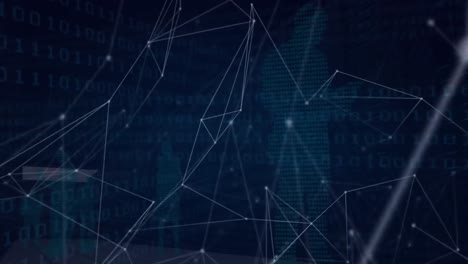 animación de redes de conexiones a través de codificación binaria y personas de negocios