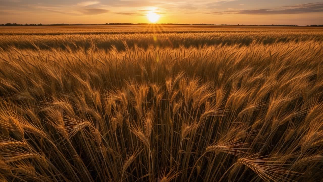 Золотое пшеничное поле на закате