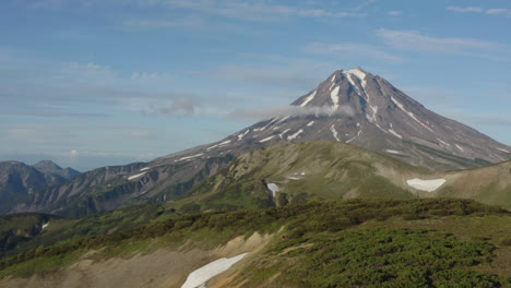 drone shot over mountain landscape