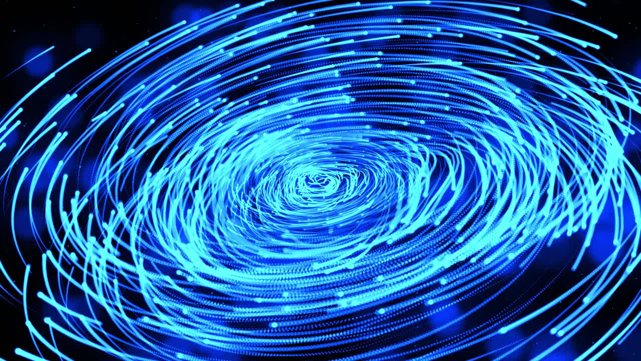 Futuristic digital technology glowing lines tunnel loop animation big data information data flow