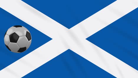 scotland flag waving and football rotates, loop