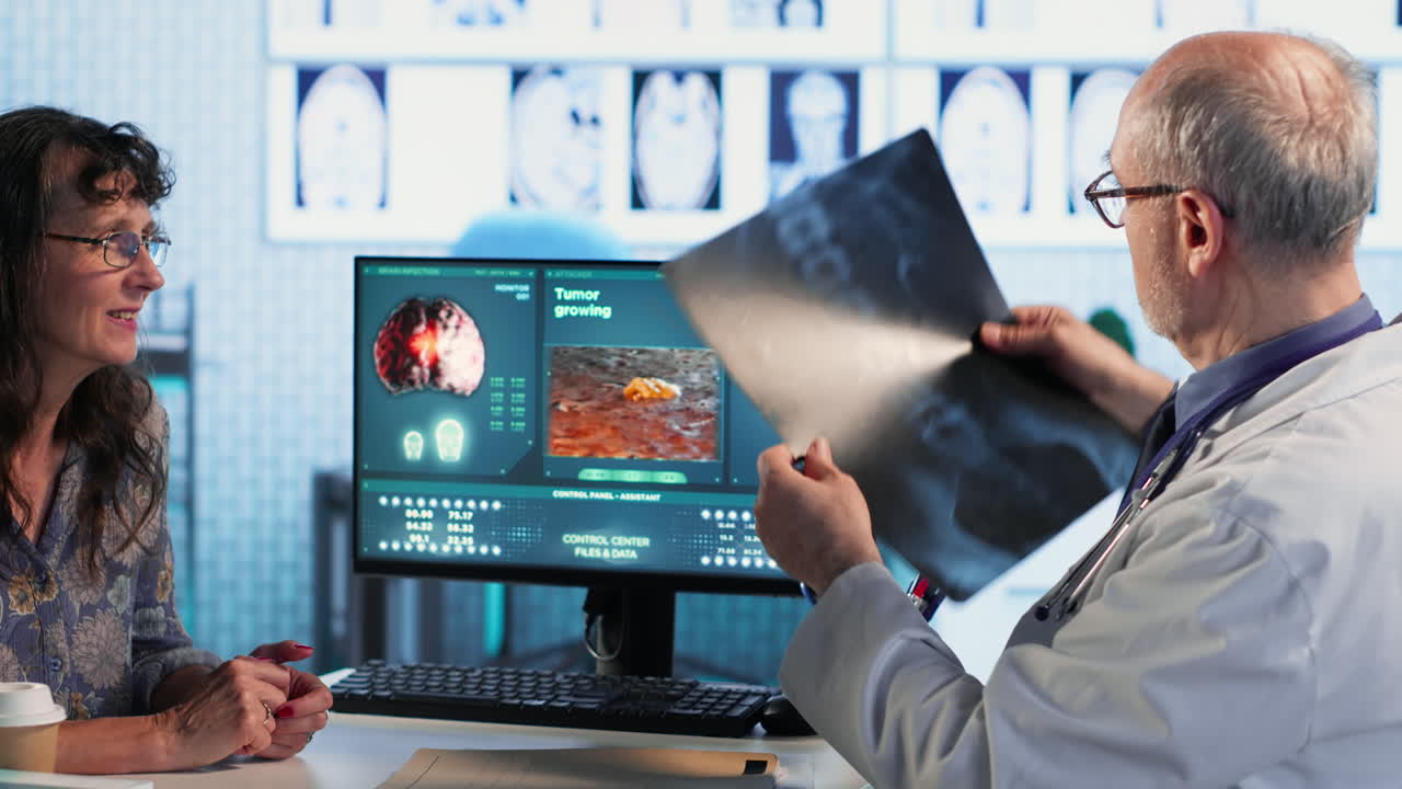 Vertical Video Radiologist uses medical imaging technology to assess cancer risk factors