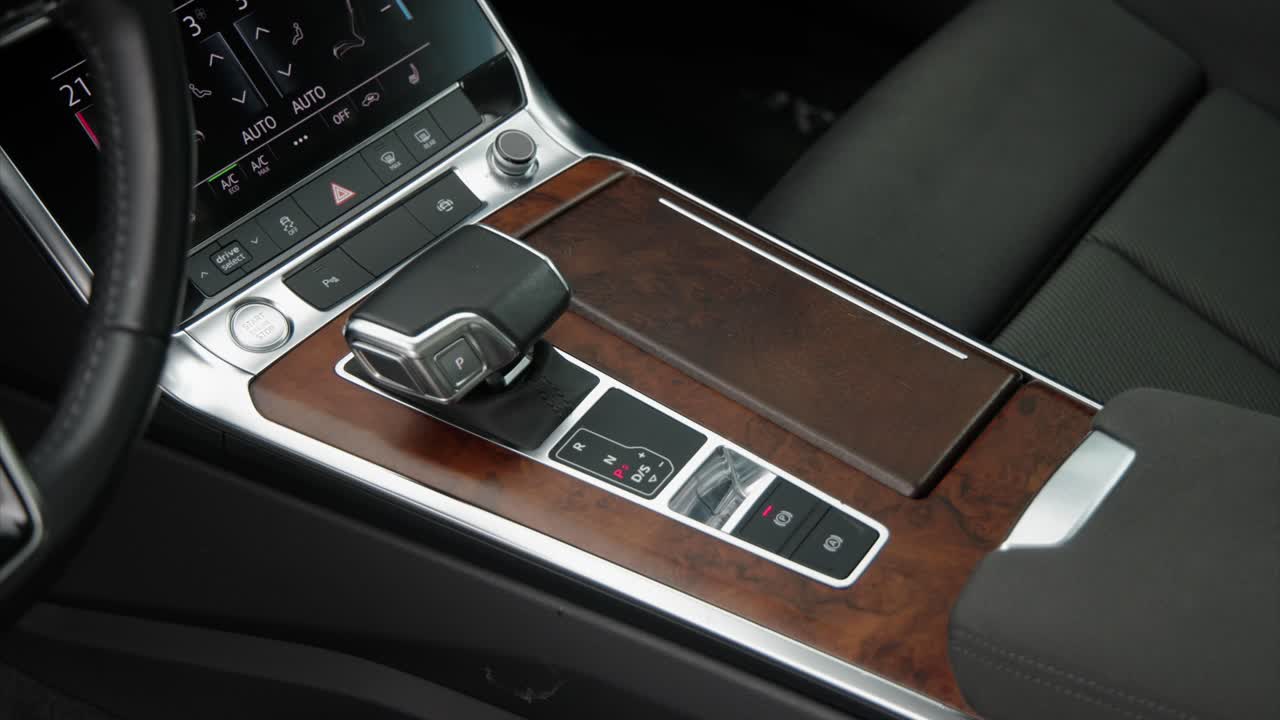 Audi A6 center console detail with wood decor