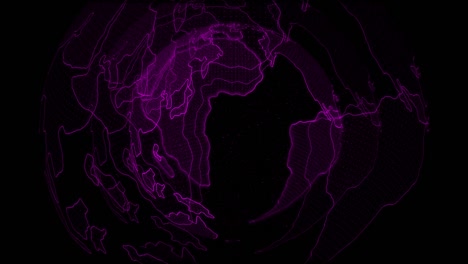 planeta tierra en bucle - globo digital abstracto de 4k - 3 capas anidadas - conexiones globales con puntos de conexión - futurista bucle planetario de alta tecnología - tierra conectada - red tecnológica y tierra digital 4k - color rosa