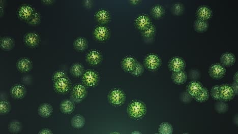 el coronavirus verde que cae con partículas