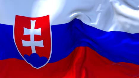 bandera de eslovaquia ondeando en el viento animación en cámara lenta. 4k textura de tela realista bandera soplando suavemente en un día de viento fondo de bucle continuo sin costuras.