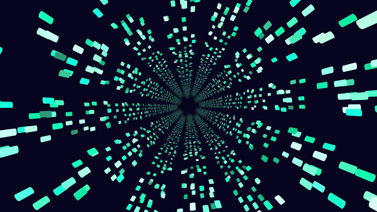 Dynamic blue square pattern creates modern depth