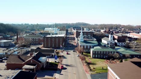 aerial push into greeneville tennessee, greeneville tn, greeneville tenn in 4k