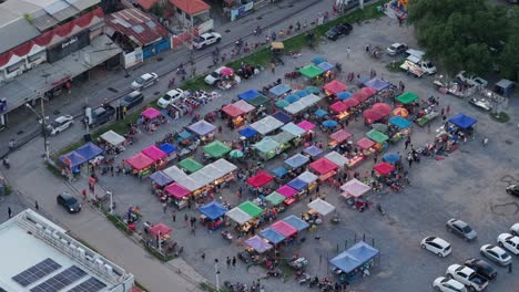 aerial view of a vibrant street market