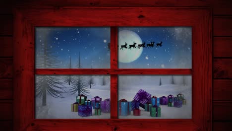 Animation-Der-Fensteransicht-Und-Weihnachtsdekoration
