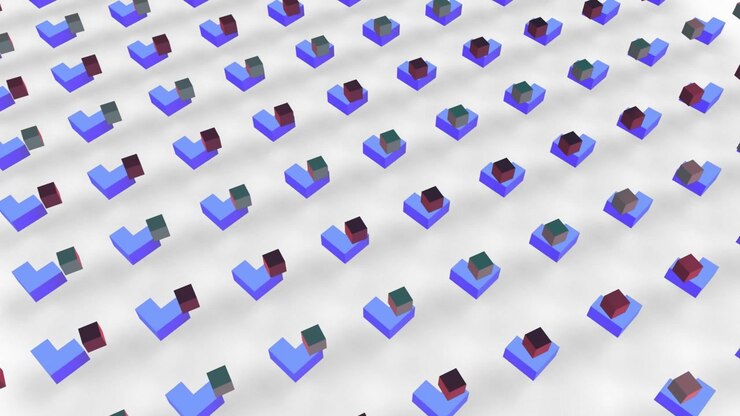 Abstract Animation of Geometric Blocks Moving in Synchronized Patterns