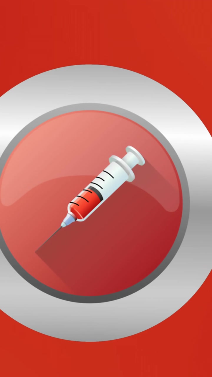 Animation of syringe icon on circles on red background
