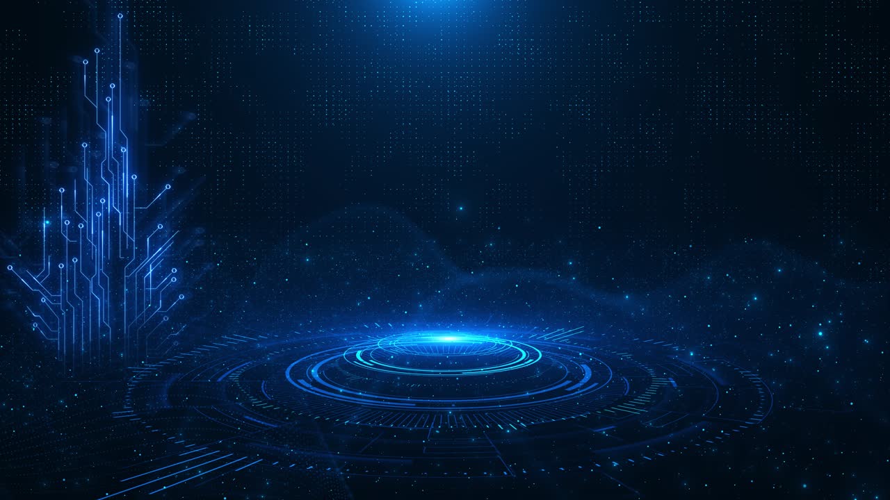 Digital technology cyber lines background high tech hud hologram grid podium product promotion