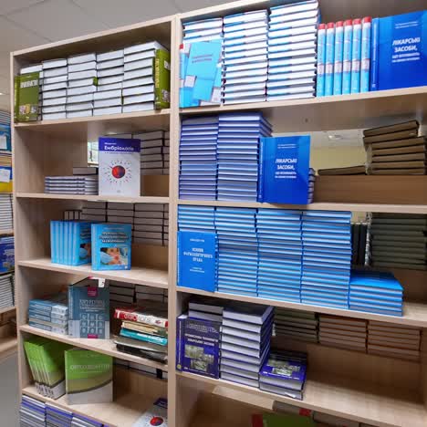 bookshelves in library with old books