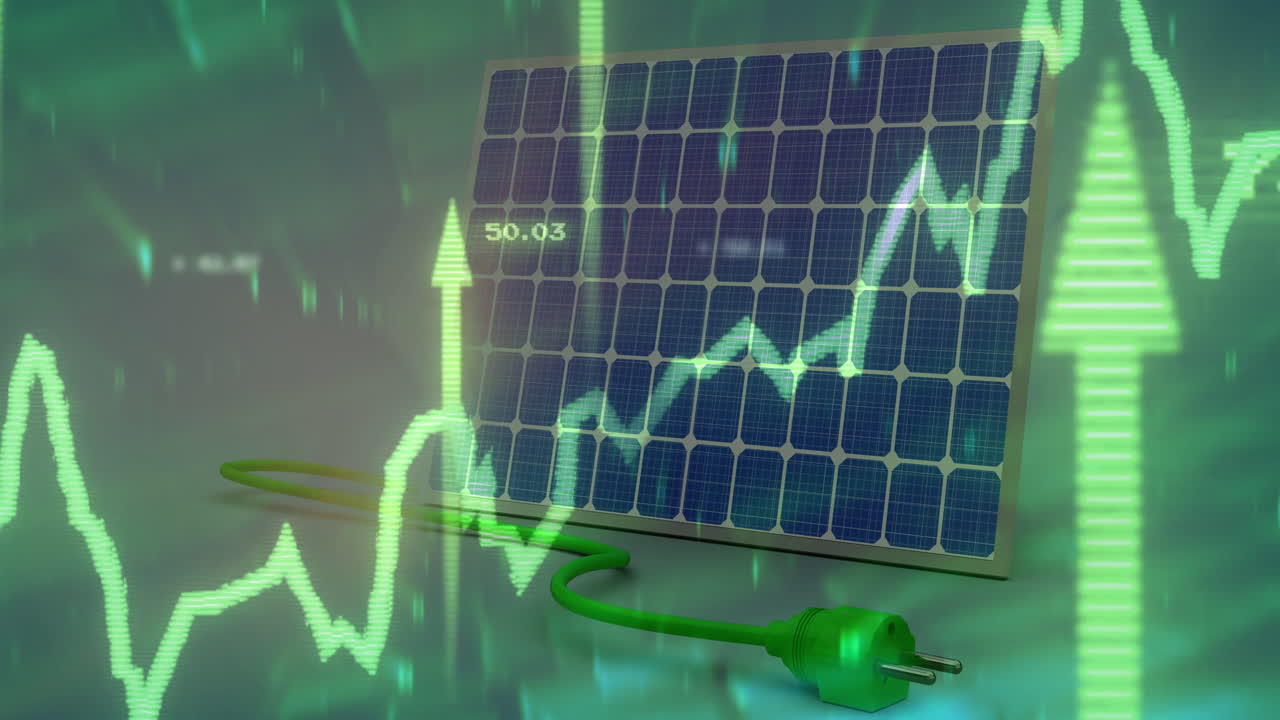 다이어그램 및 태양 전지 패널의 애니메이션 데이터 처리를 통해